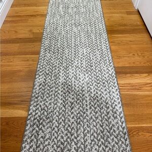 Beige and White Patterned Runner Rug